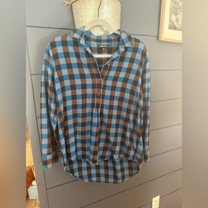 Madewell popover plaid flannel cotton long sleeve small